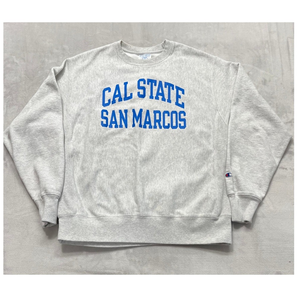Champion Reverse Weave Pullover Men Large Gray Cal State San Marcos Sweatshirt